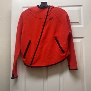 NIKE WMS RED SOFT HOODED CROSS ZIP JACKET SZ S